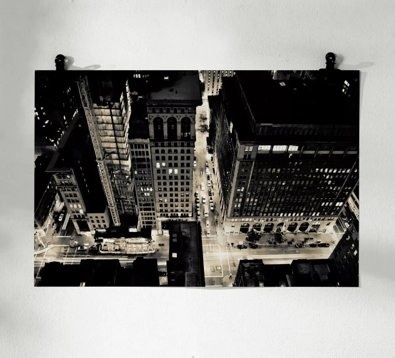 The City of Blinding Lights poster con telaio in legno da Cordula Schaefer