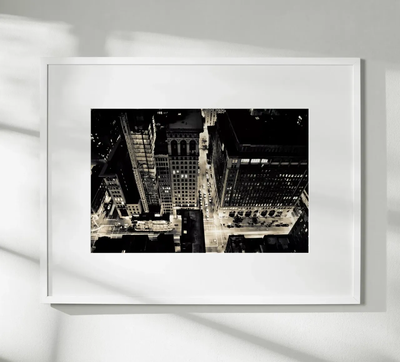 The City of Blinding Lights poster con telaio in legno da Cordula Schaefer