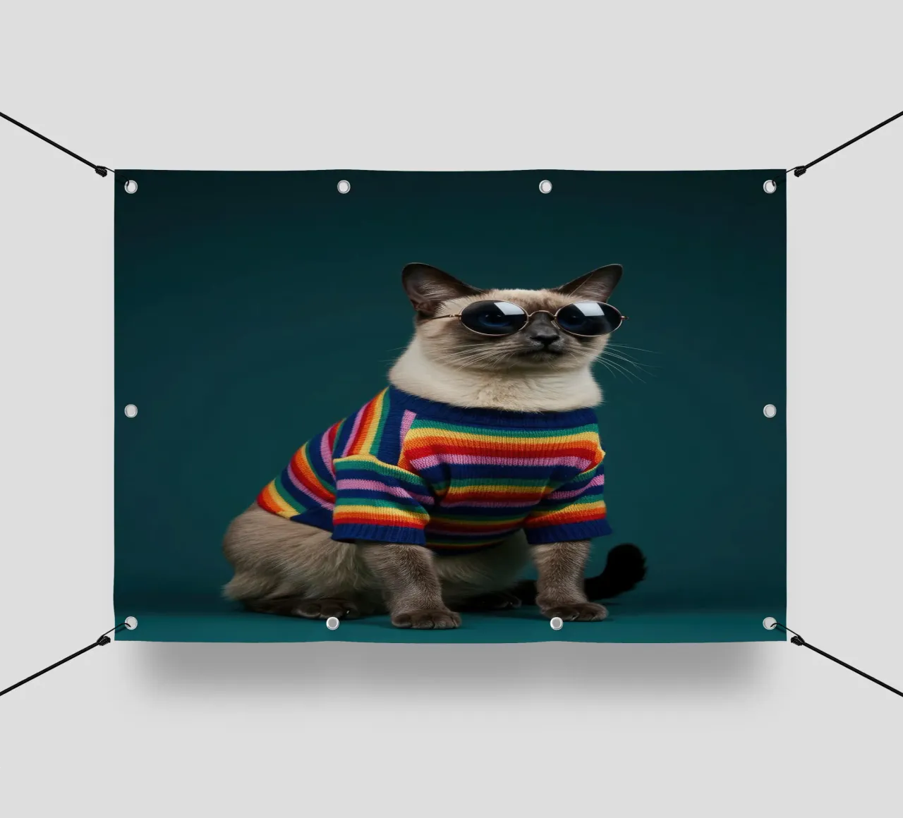 Gatto colorato telo in pvc da Pawtrait Studio