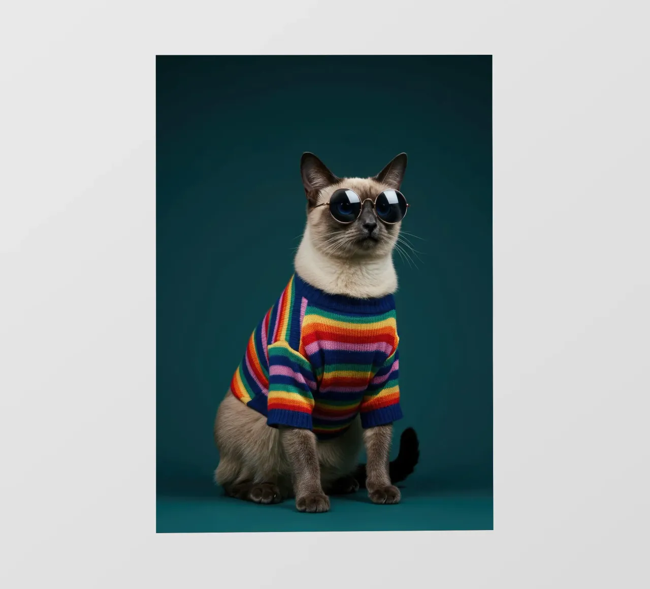 Gatto colorato telo in pvc da Pawtrait Studio