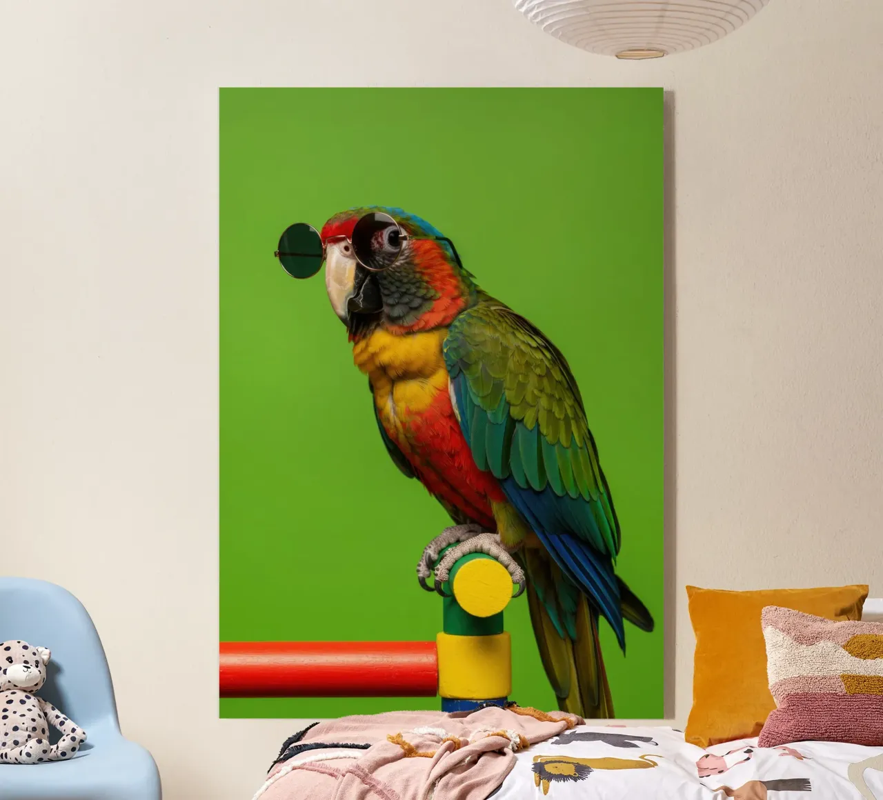Pappagallo colorato plexiglass da Pawtrait Studio