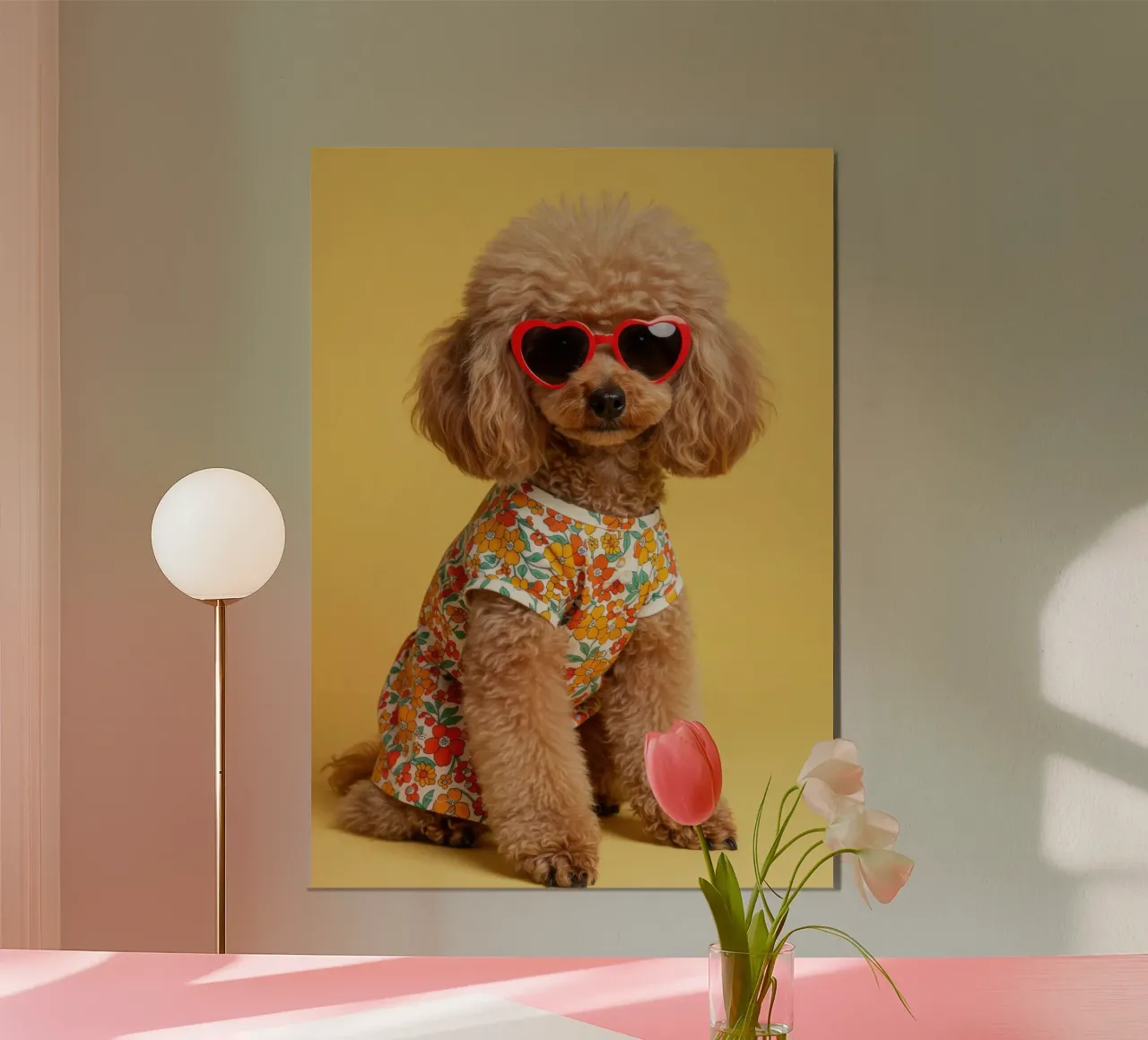 Barboncino dorato poster con telaio in alluminio da Pawtrait Studio
