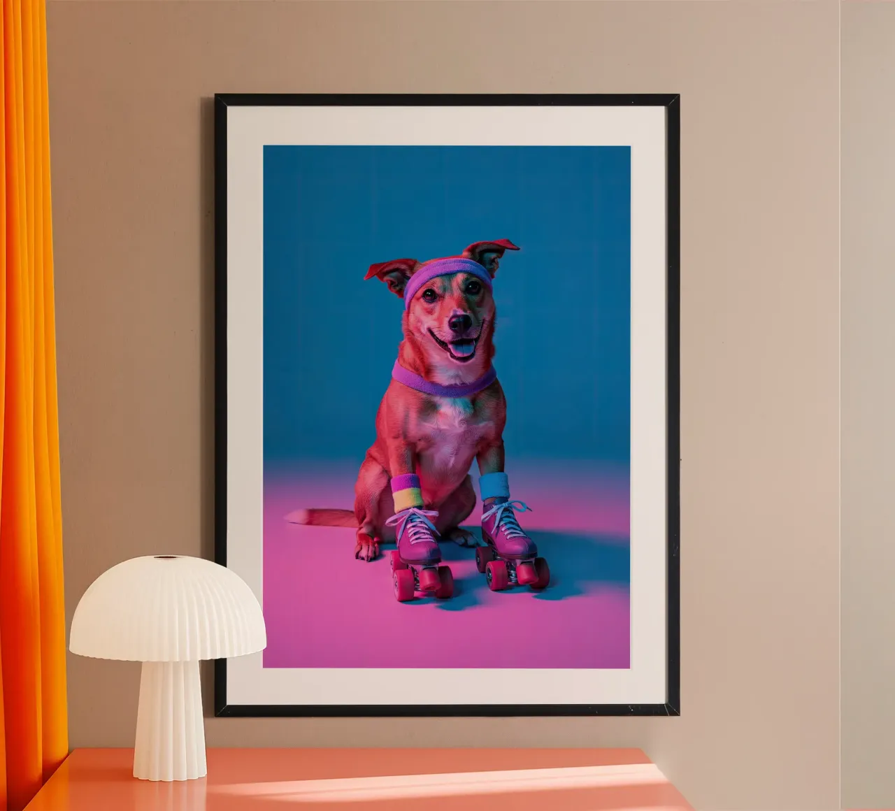 Cucciolo anni '80 poster con telaio in plastica da Pawtrait Studio