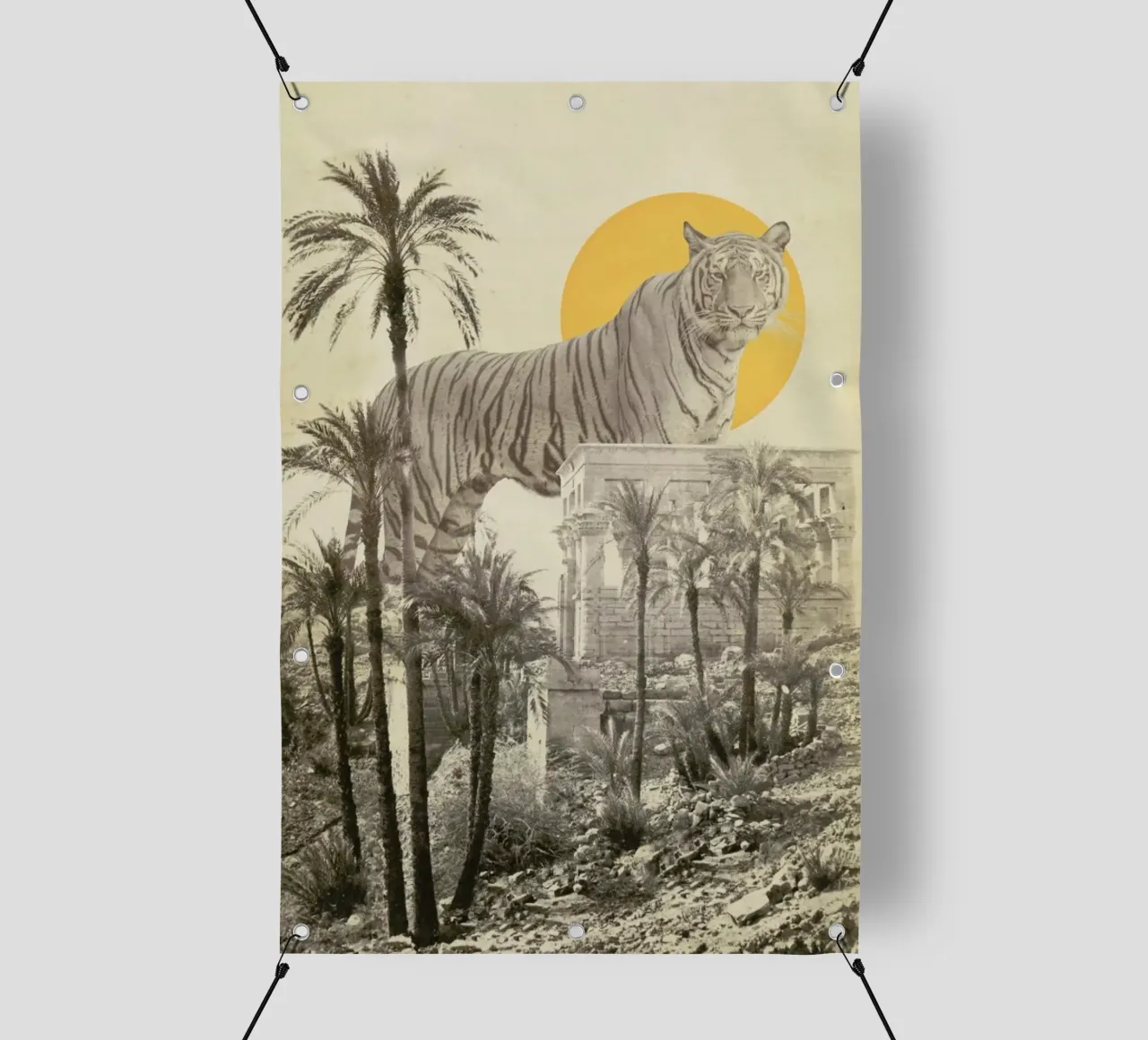 Giant Tiger In Ruins Print Big telo in pvc da Florent Bodart
