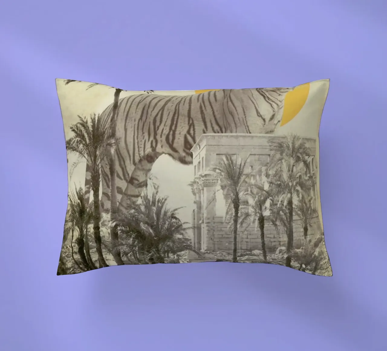 Giant Tiger In Ruins Print Big cuscino da Florent Bodart