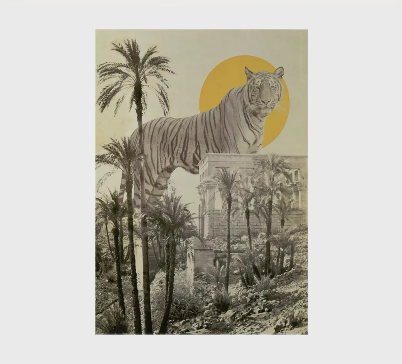 Giant Tiger In Ruins Print Big notebook by Florent Bodart