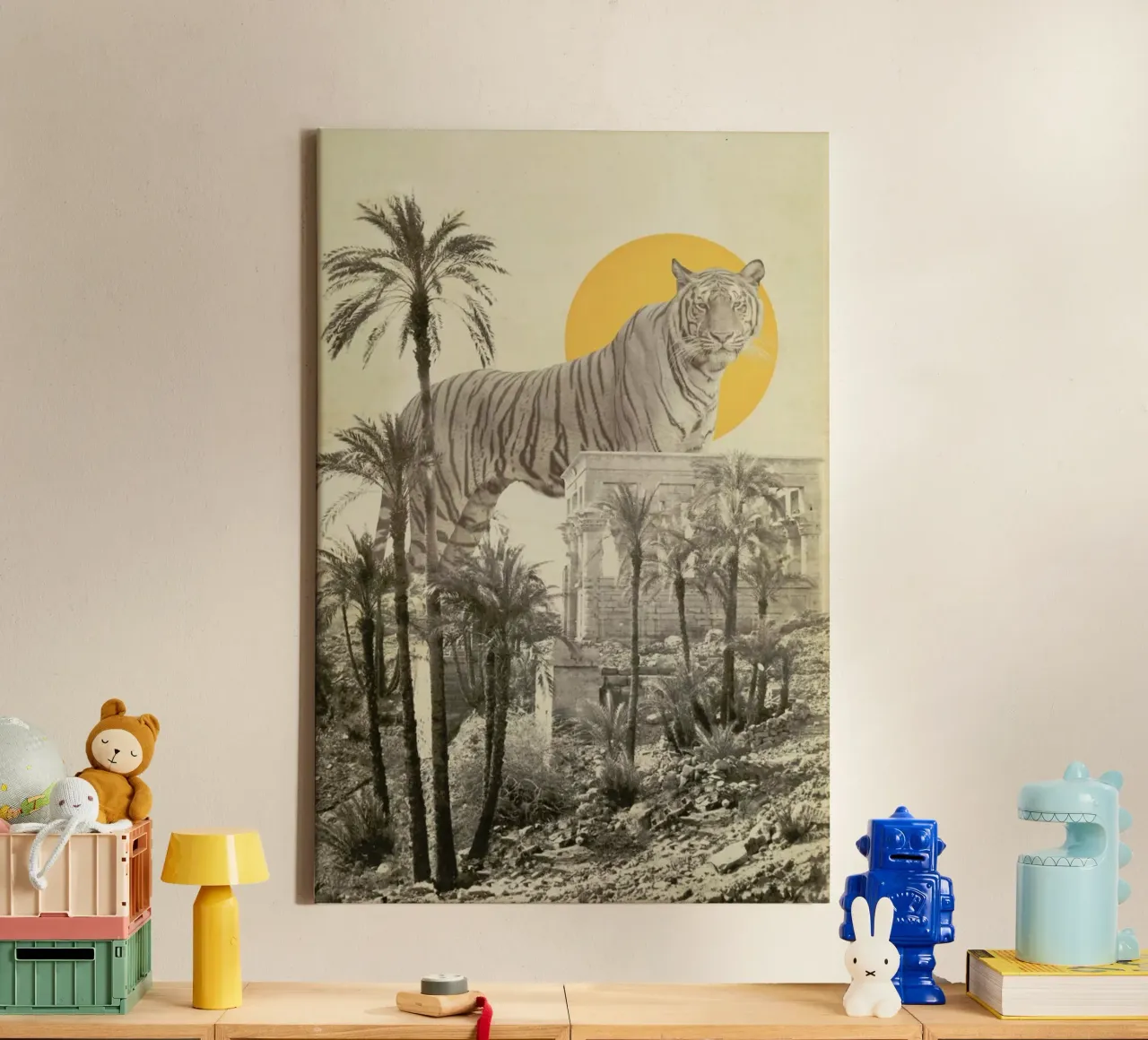 Giant Tiger In Ruins Print Big canvas by Florent Bodart