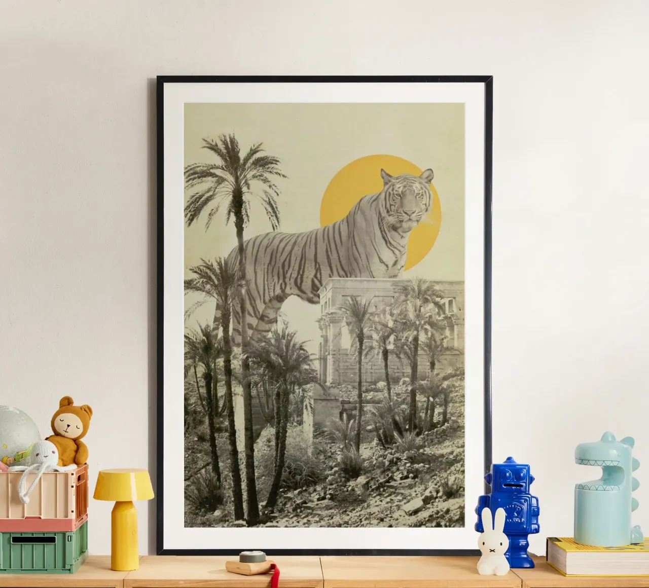 Giant Tiger In Ruins Print Big carta hahnemühle da Florent Bodart