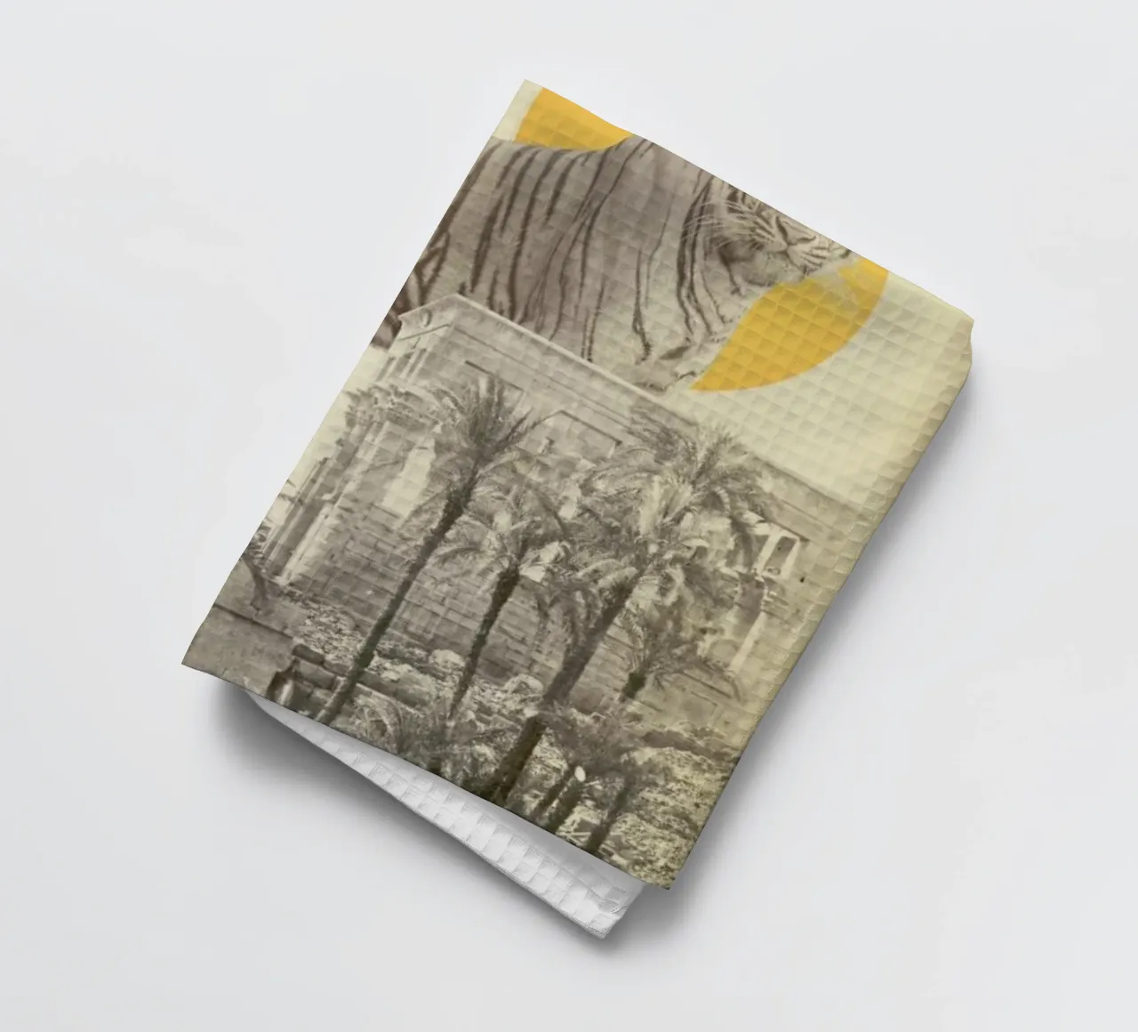 Giant Tiger In Ruins Print Big canovaccio da cucina da Florent Bodart