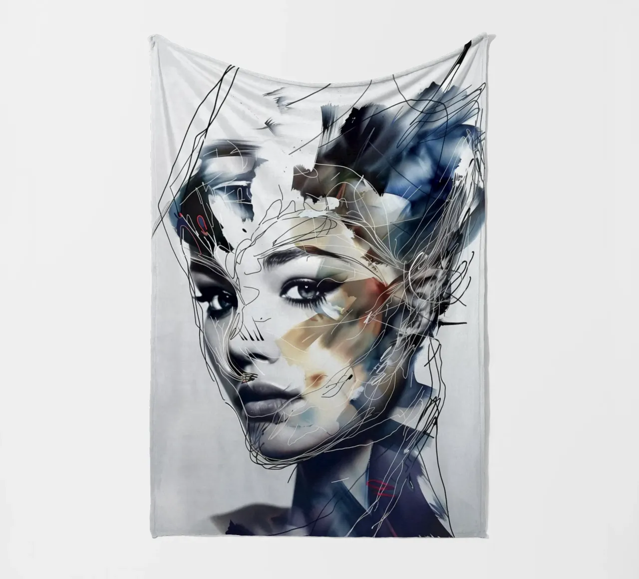 Creative facial features fleece blanket by Carinaprint