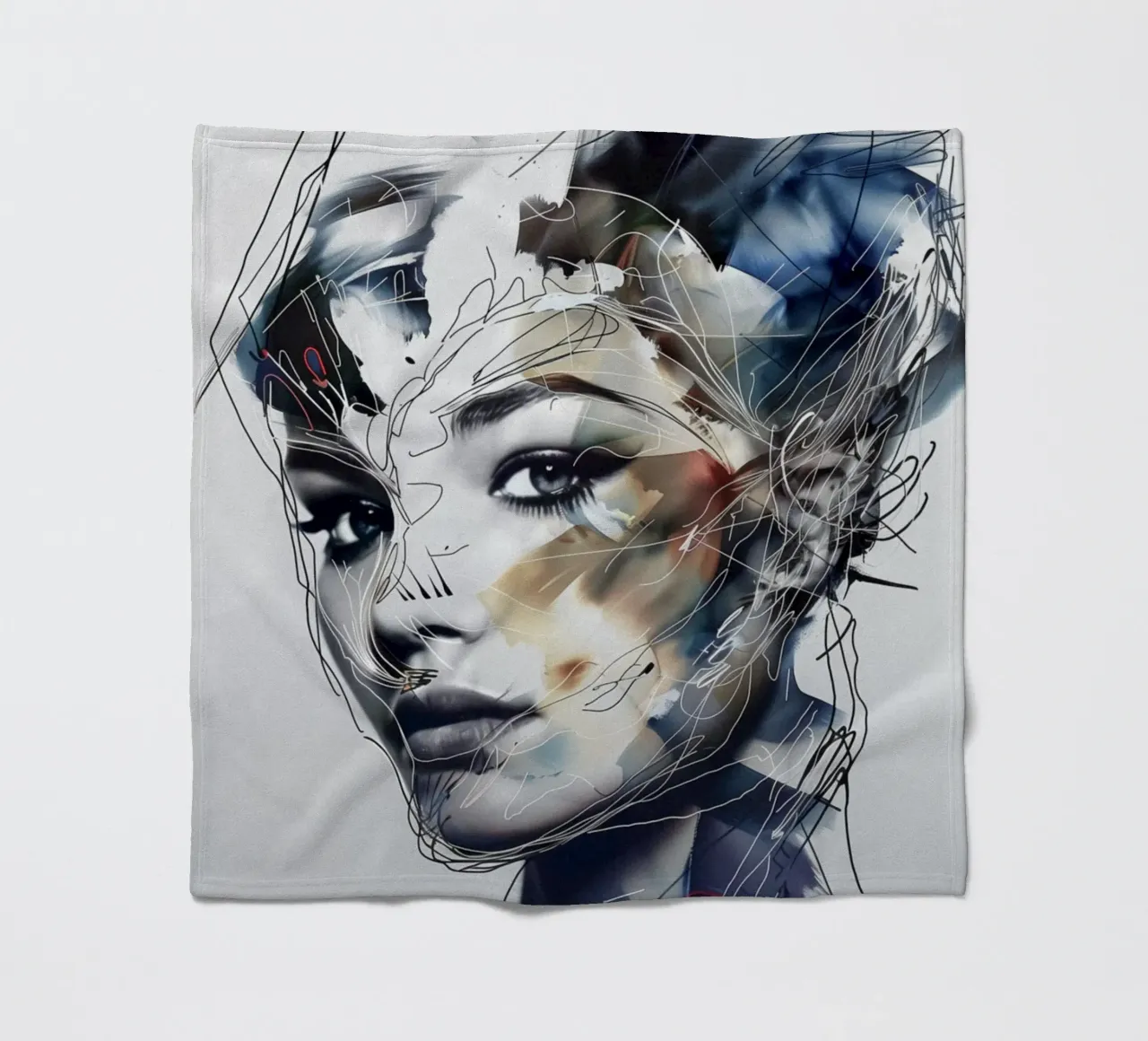 Creative facial features fleece blanket by Carinaprint
