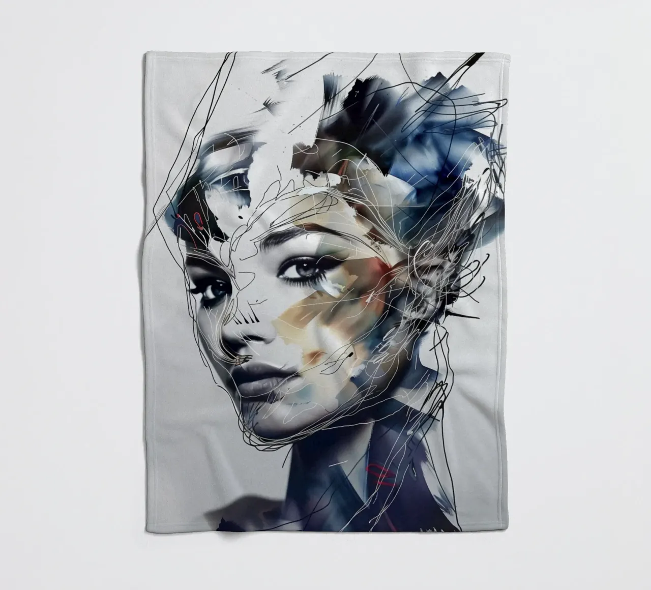 Creative facial features fleece blanket by Carinaprint
