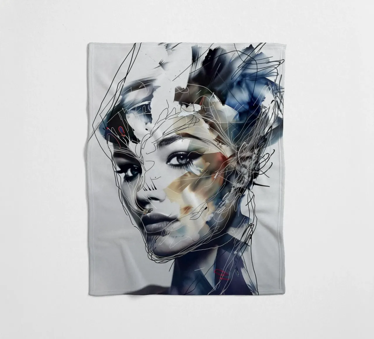 Creative facial features fleece blanket by Carinaprint