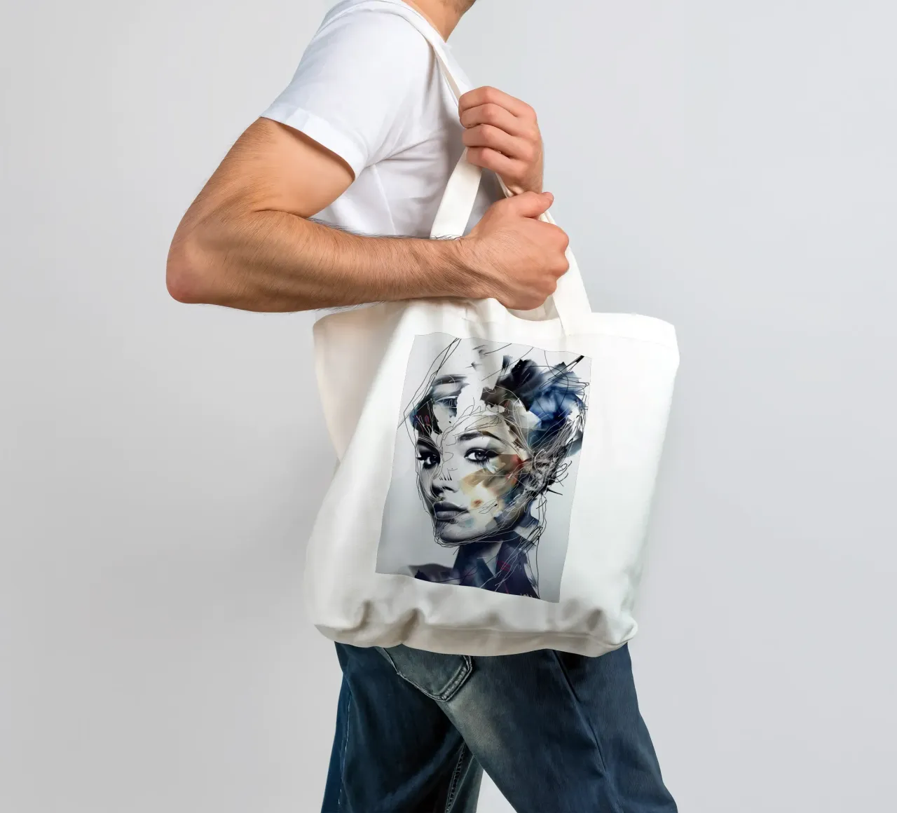 Creative facial features tote bag by Carinaprint