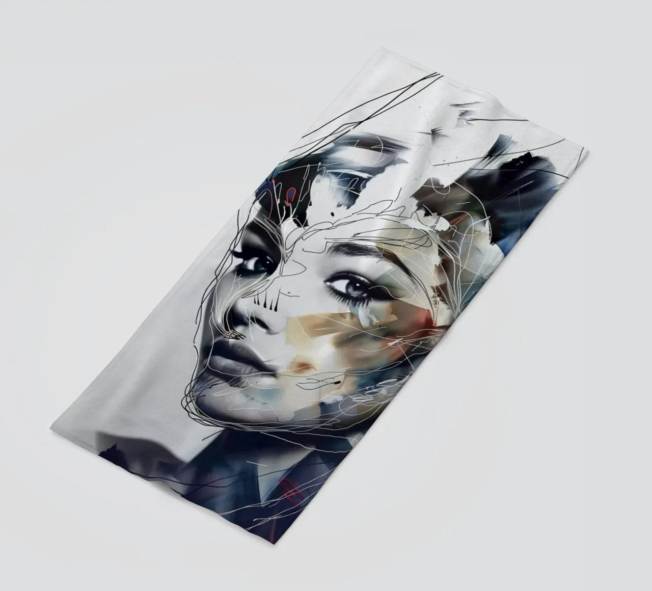 Creative facial features beach towel by Carinaprint
