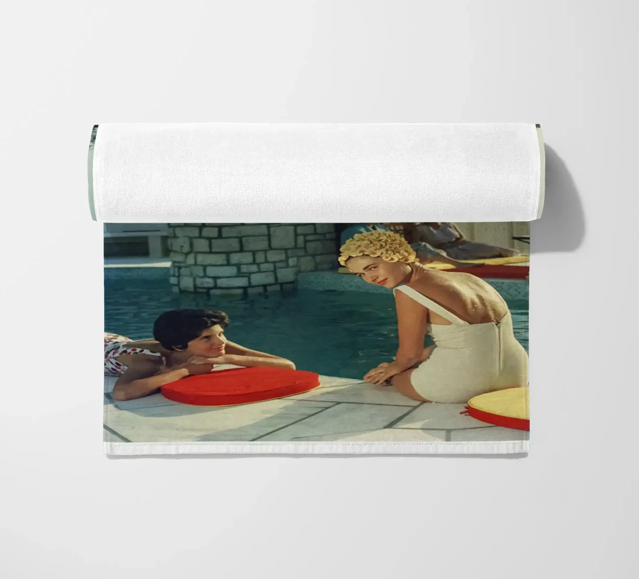Slim Aarons Penthouse Pool beach towel by Carinaprint