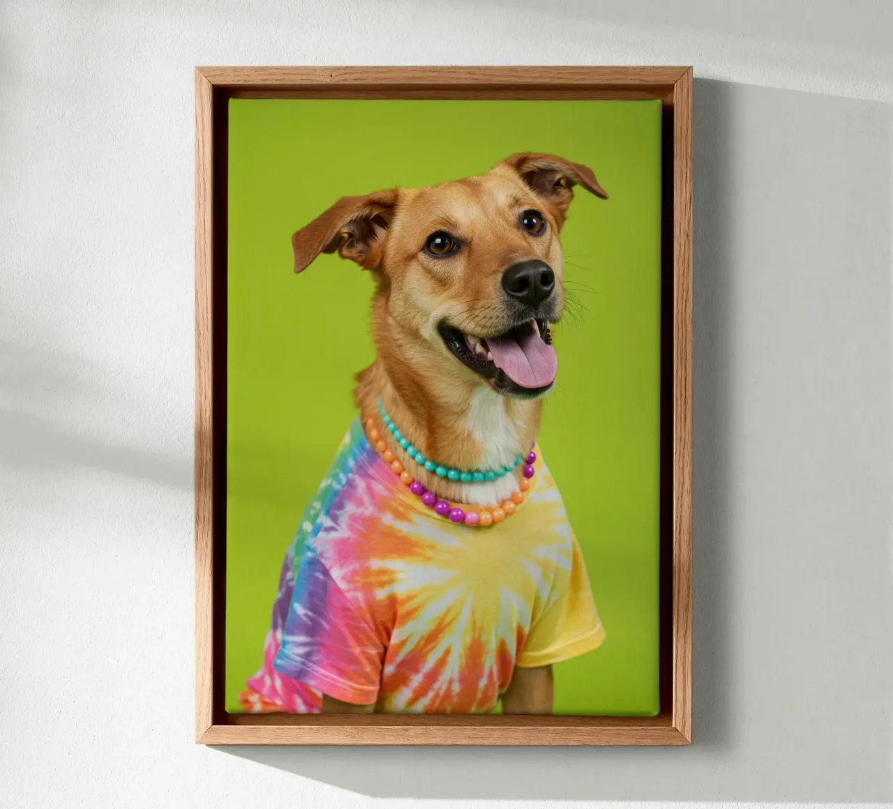 Cane Hippie tela con Cornice a cassetta da Pawtrait Studio
