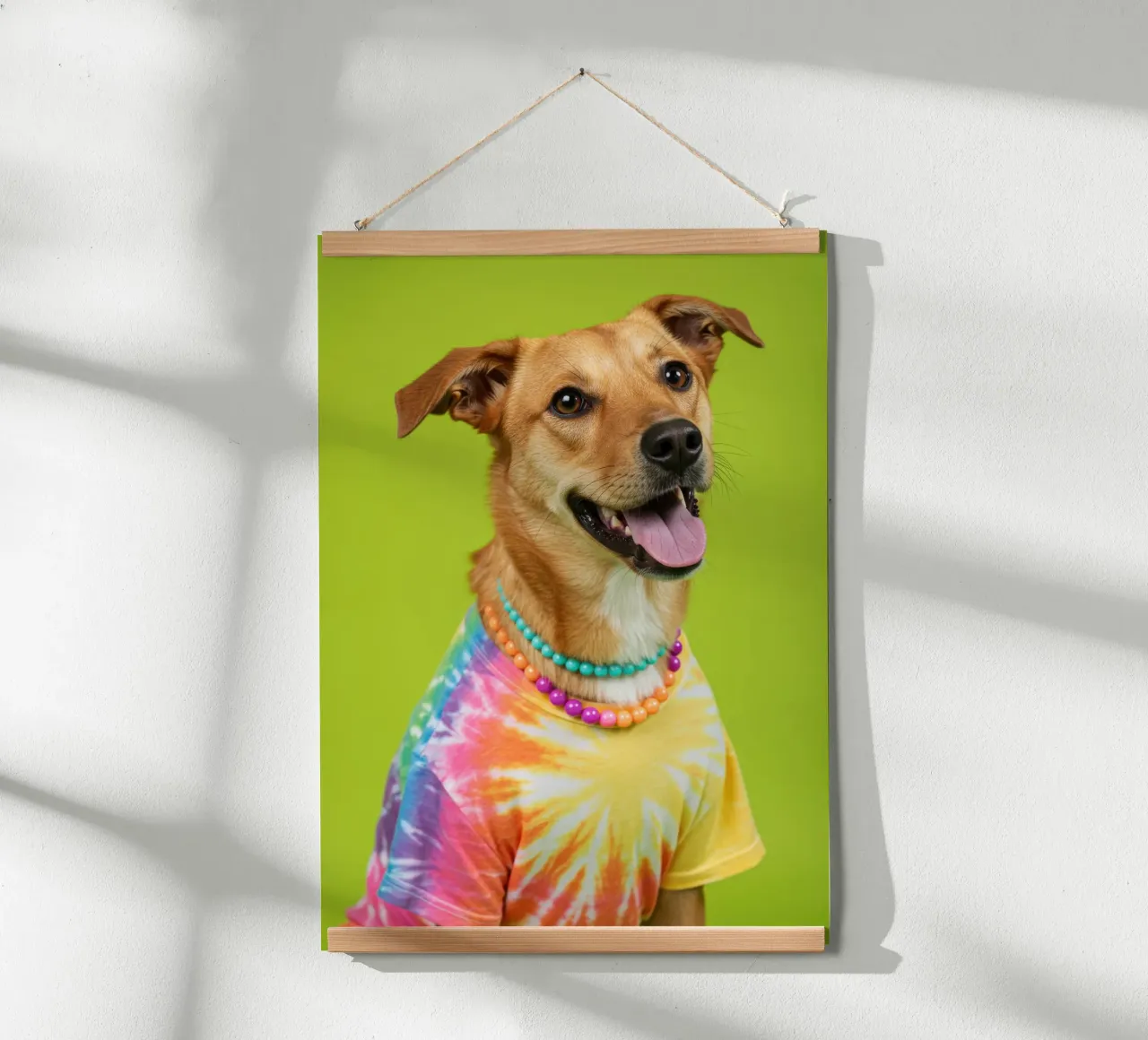 Cane Hippie poster con telaio in plastica da Pawtrait Studio