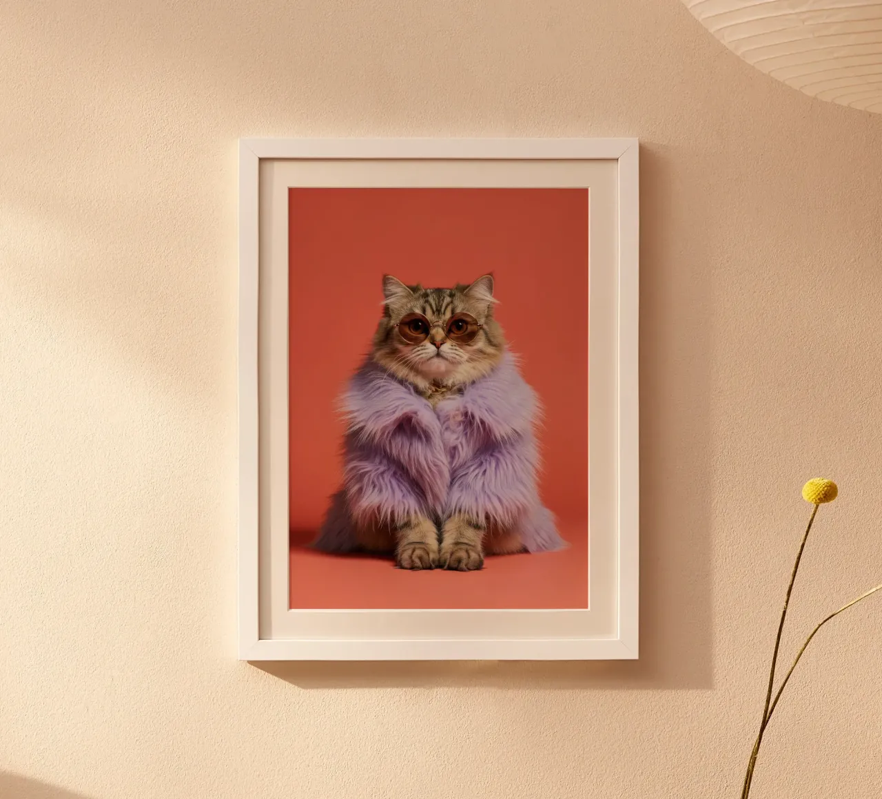Moda gatto persiano poster con telaio in alluminio da Pawtrait Studio