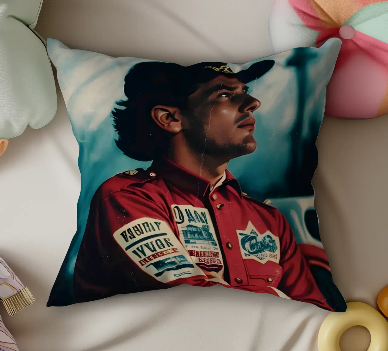 Ayrton Senna decorative cushion by Low poly art