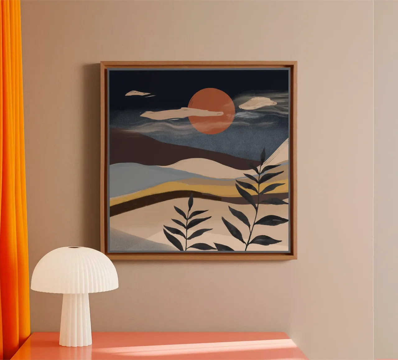 Abstract landschap canvas met Baklijst van ThingDesign