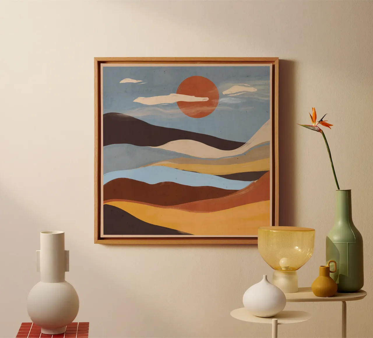 Abstract landschap canvas met Baklijst van ThingDesign