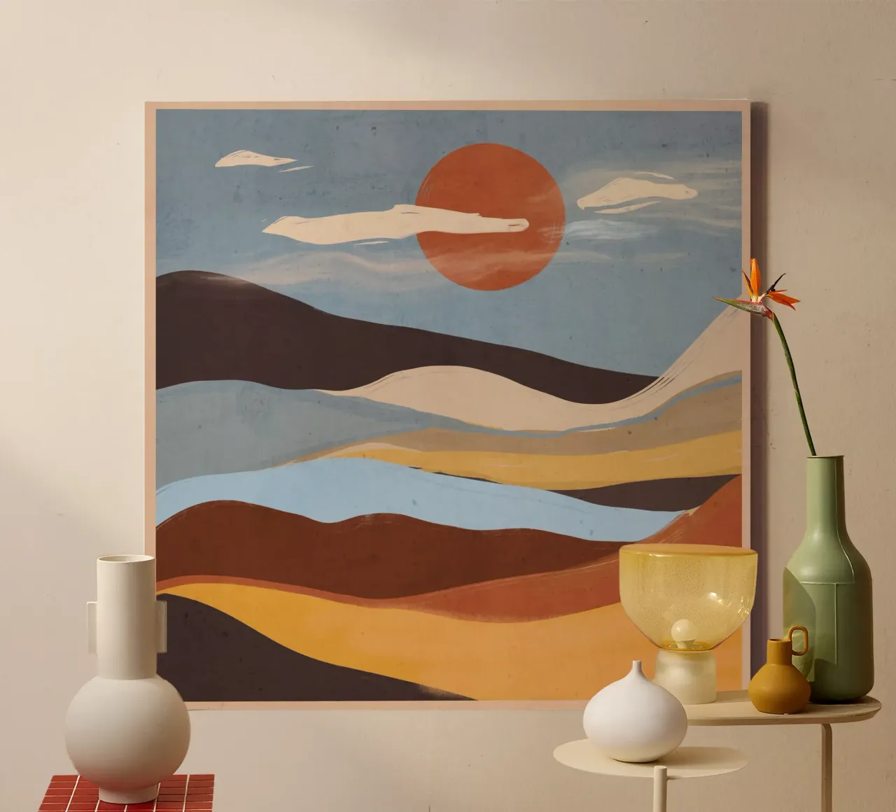 Abstract landschap canvas met Baklijst van ThingDesign