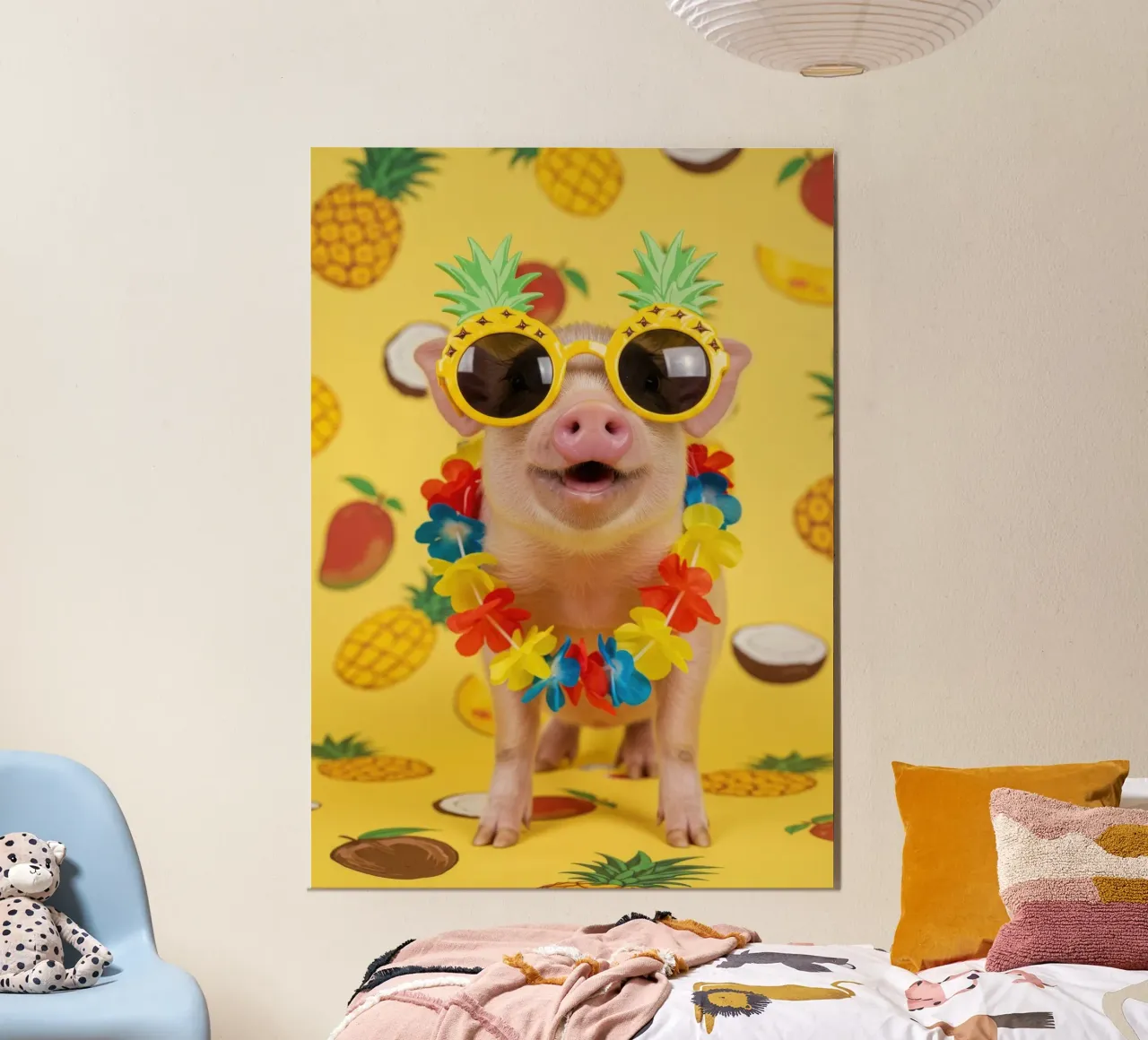 Ananas maialino poster con telaio in legno da Pawtrait Studio