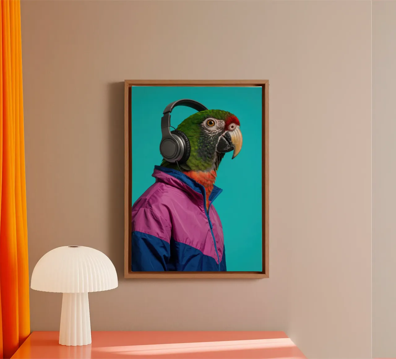 Pappagallo cool tela con Cornice a cassetta da Pawtrait Studio