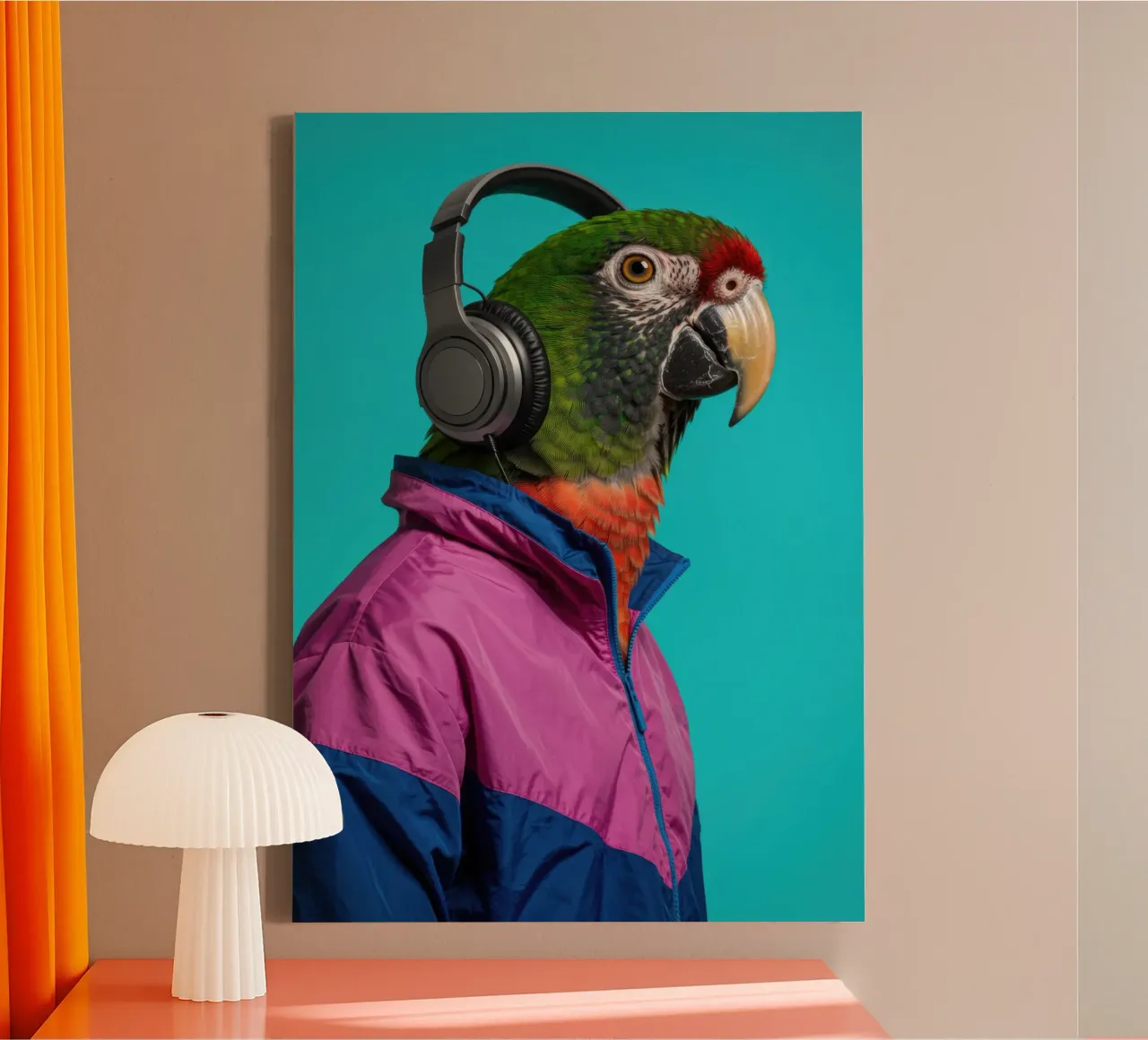 Pappagallo cool tela con Cornice a cassetta da Pawtrait Studio