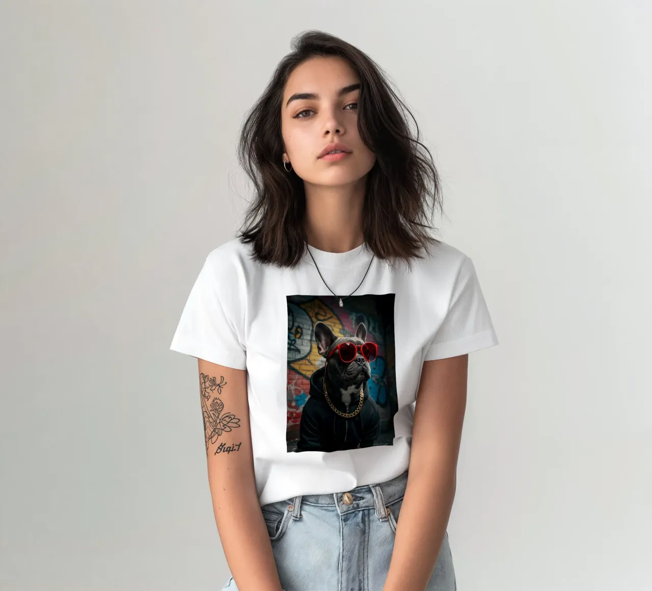 Cappuccio Bulldog t-shirt da Pawtrait Studio