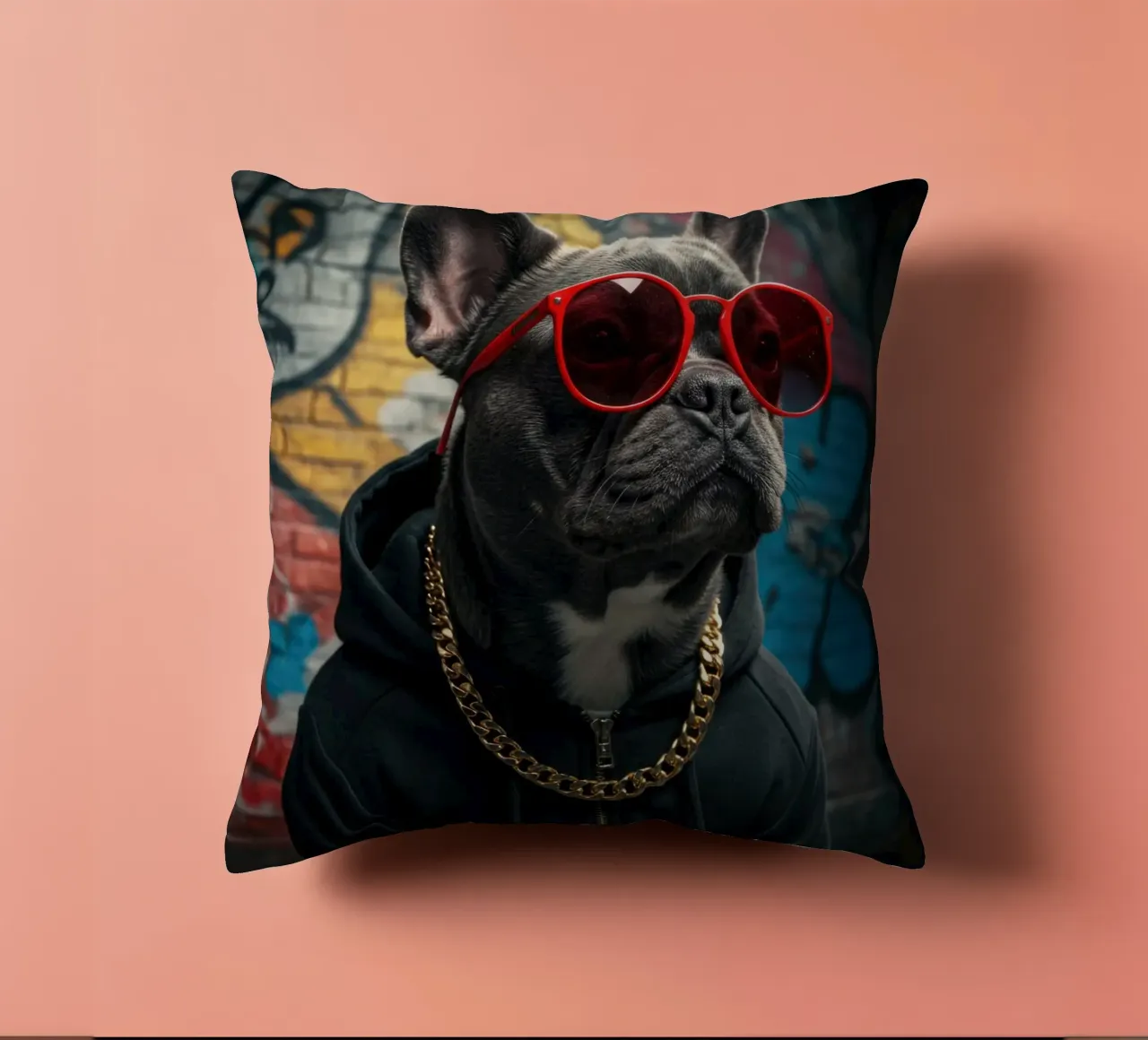 Cappuccio Bulldog cuscino da Pawtrait Studio