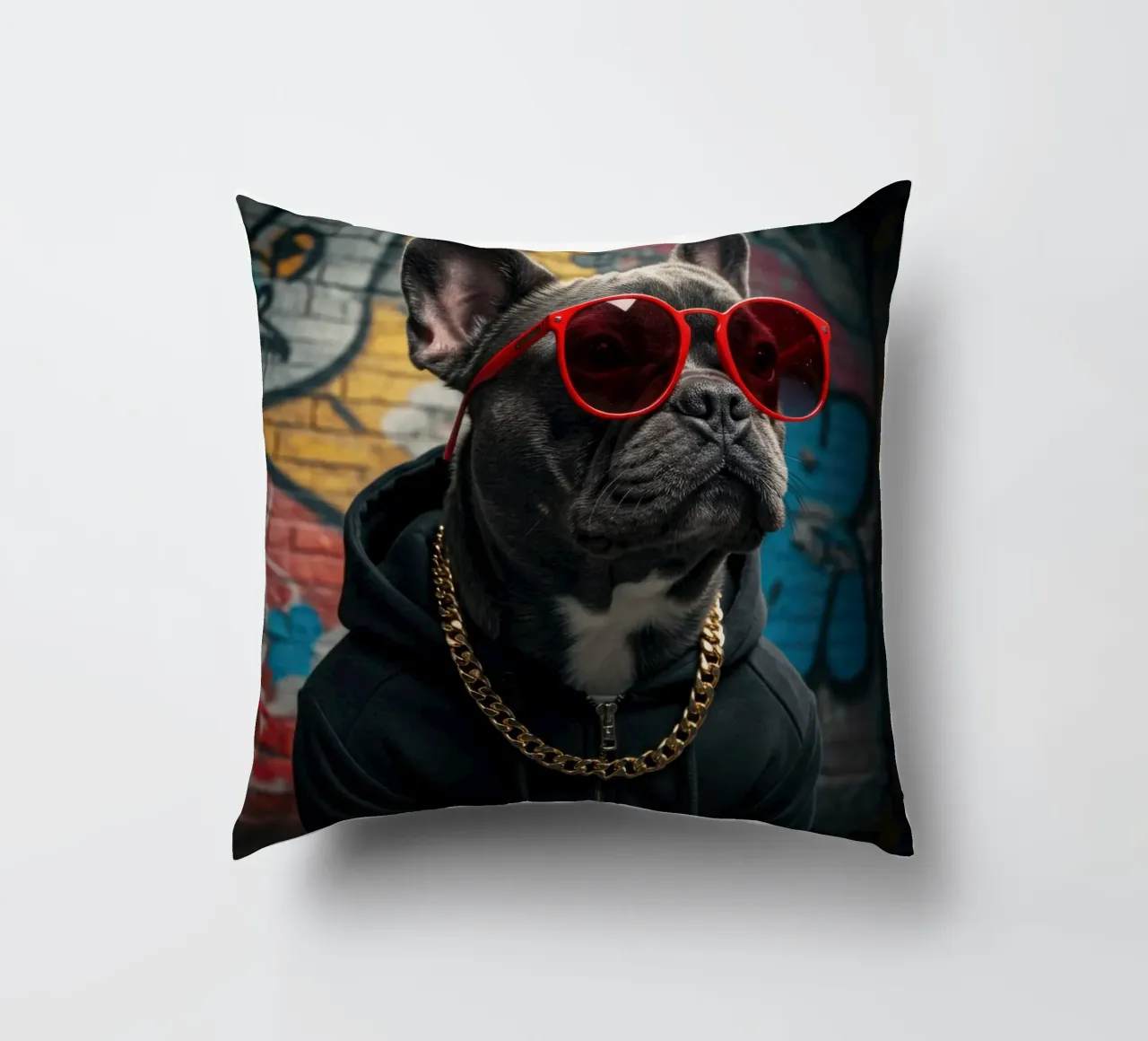 Cappuccio Bulldog cuscino da Pawtrait Studio