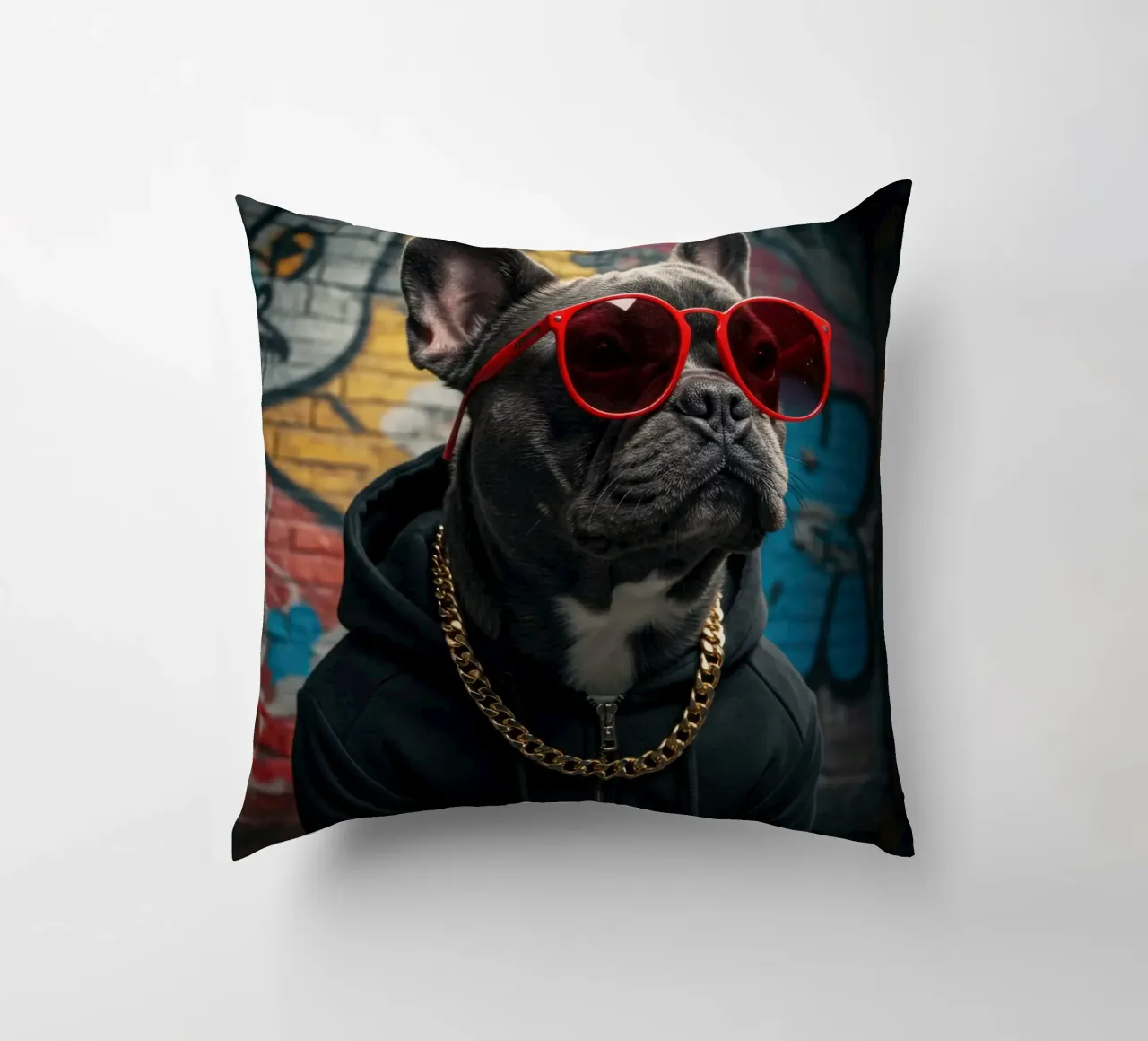 Cappuccio Bulldog cuscino da Pawtrait Studio