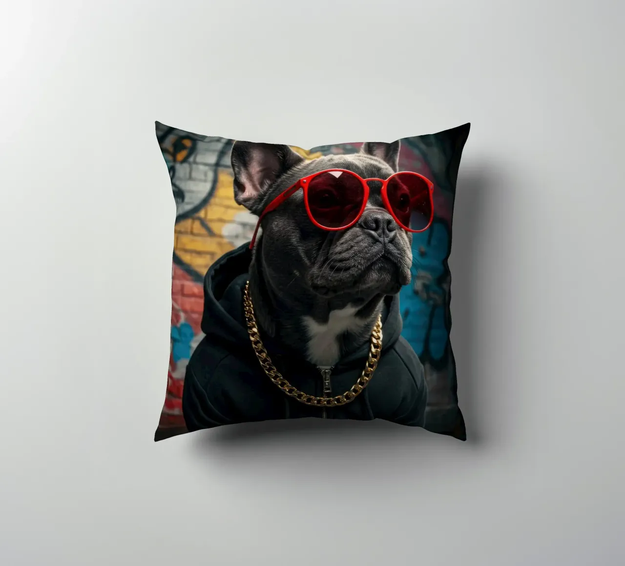 Cappuccio Bulldog cuscino da Pawtrait Studio