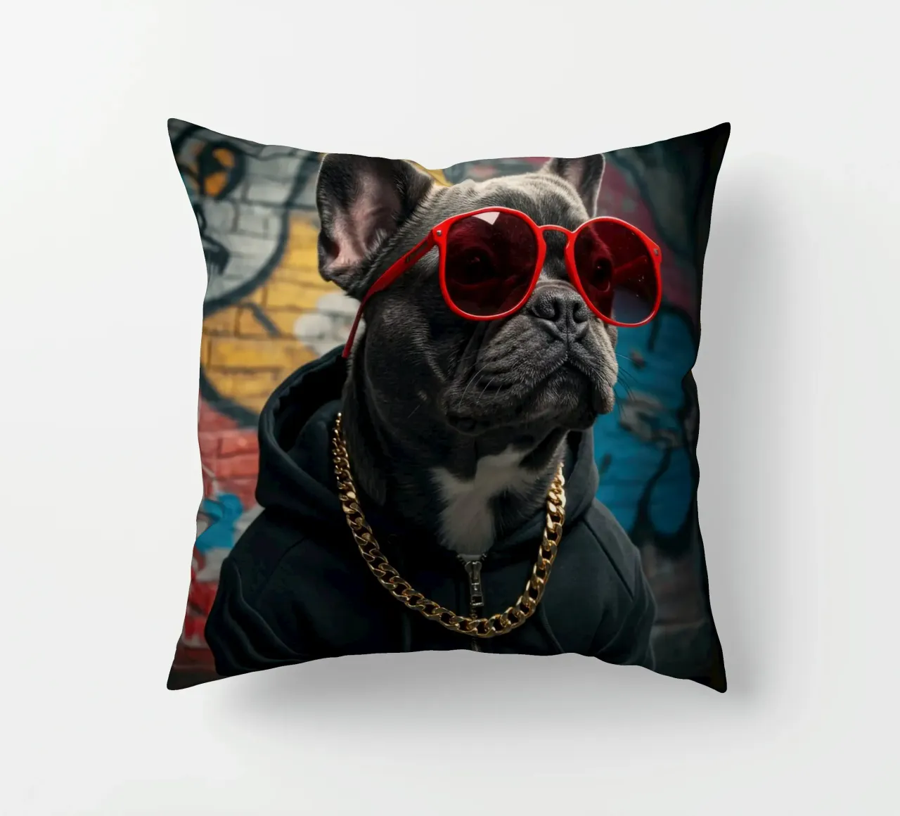 Cappuccio Bulldog cuscino da Pawtrait Studio