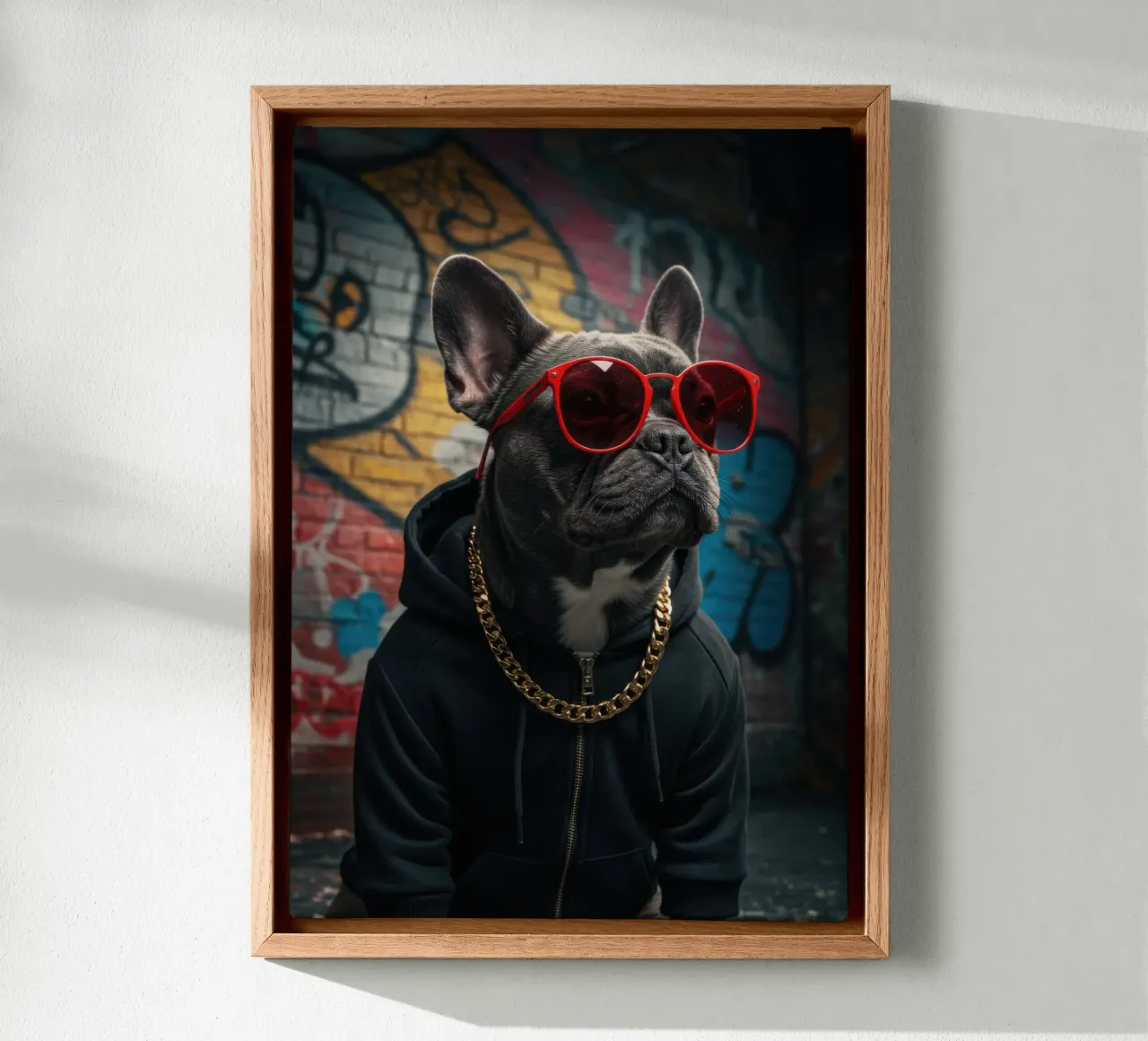 Cappuccio Bulldog tela con Cornice a cassetta da Pawtrait Studio