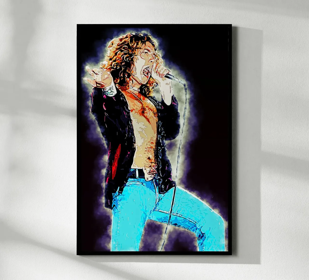 Kunst van Robert Plant poster met aluminium frame van neonartroom