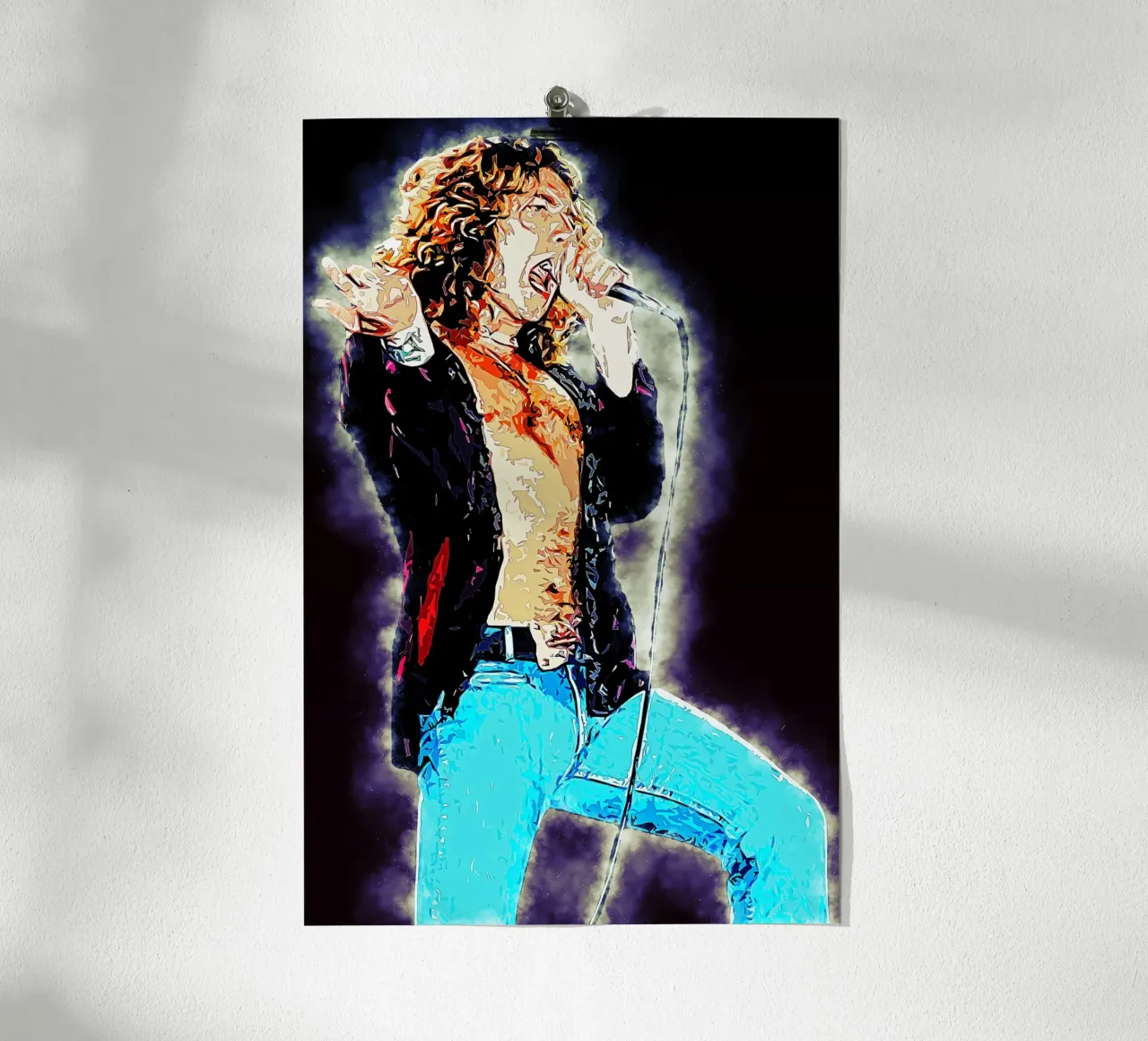 Kunst van Robert Plant poster met aluminium frame van neonartroom