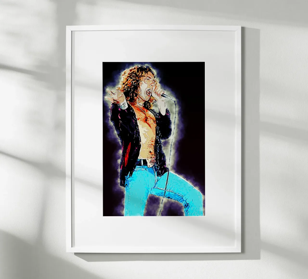 Kunst van Robert Plant poster met aluminium frame van neonartroom