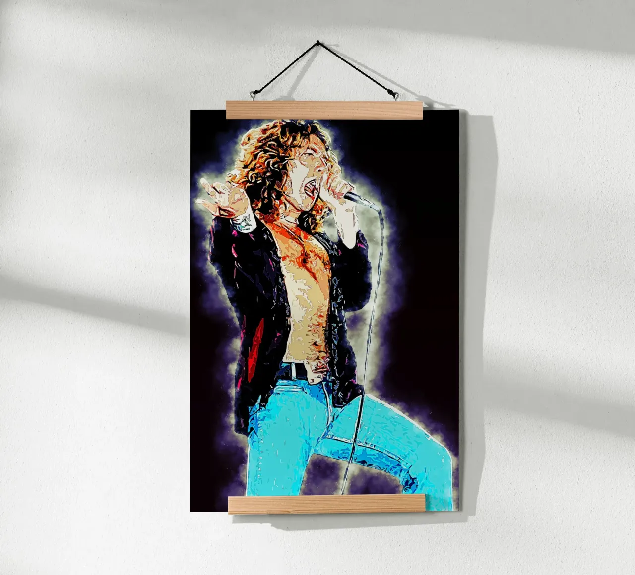 Kunst van Robert Plant poster met aluminium frame van neonartroom