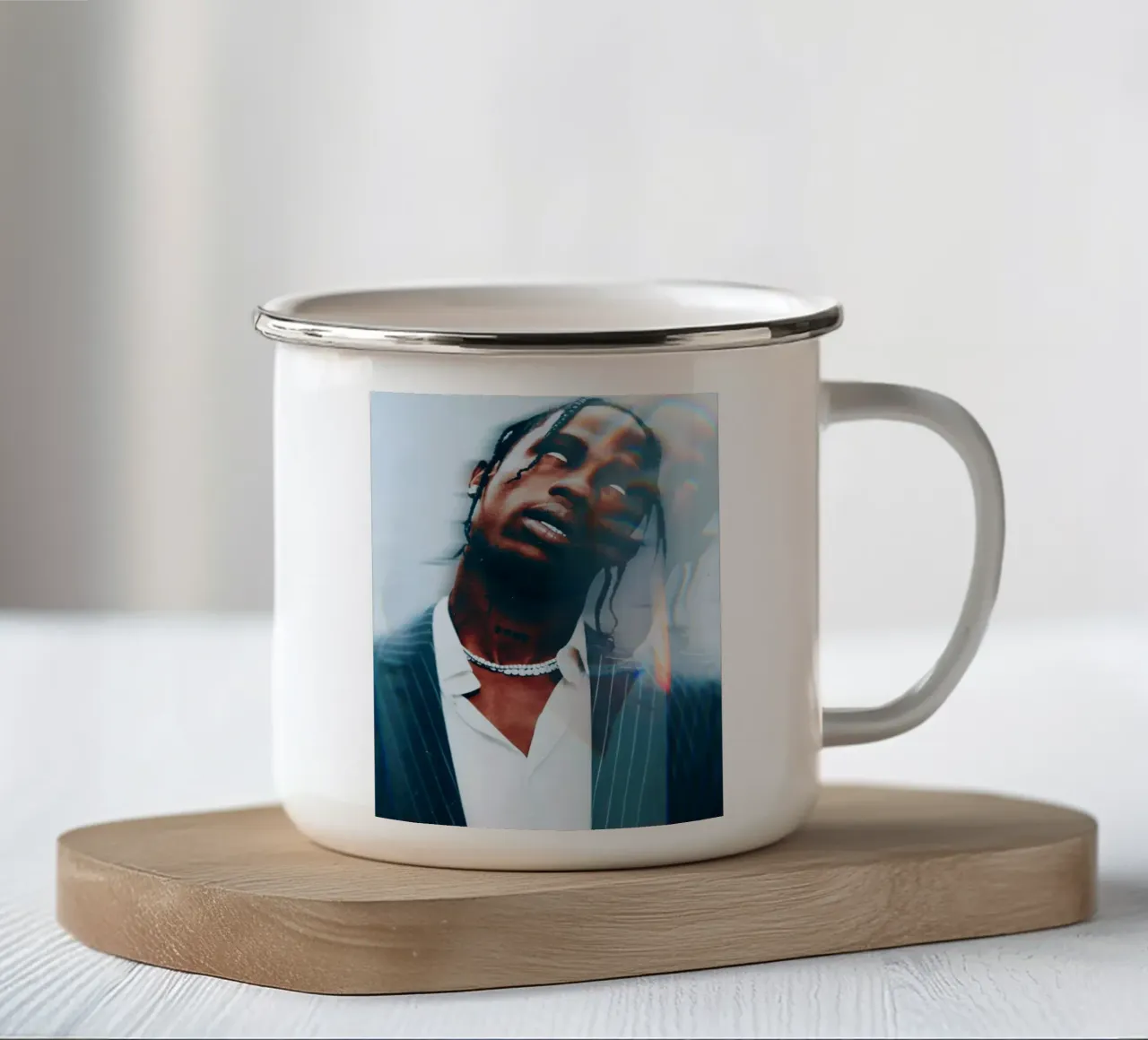 Travis Scott Emaille Tasse von Low poly art
