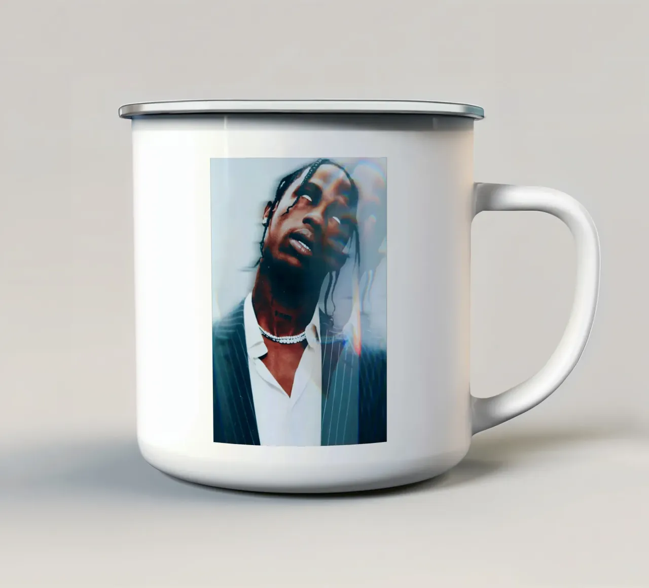 Travis Scott Emaille Tasse von Low poly art
