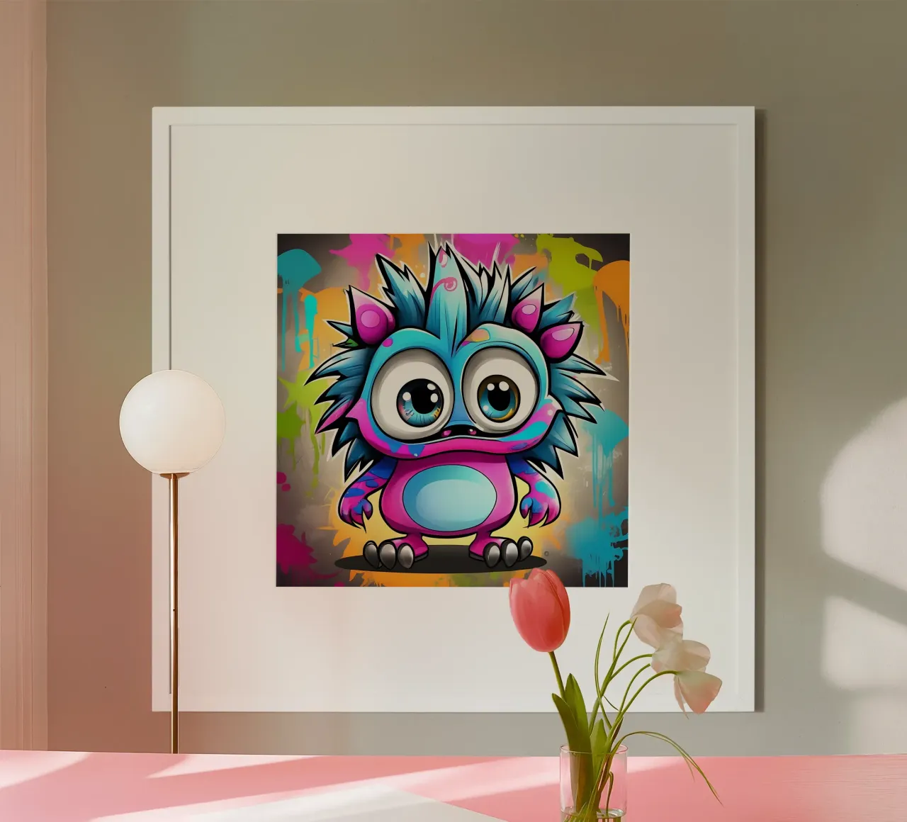 Riccio_stile_K_1 poster con telaio in plastica da Tierisch bunt by LK
