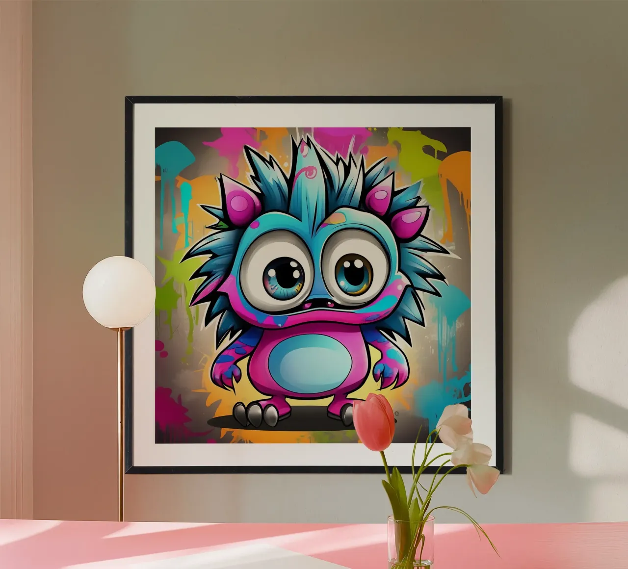Riccio_stile_K_1 poster con telaio in plastica da Tierisch bunt by LK