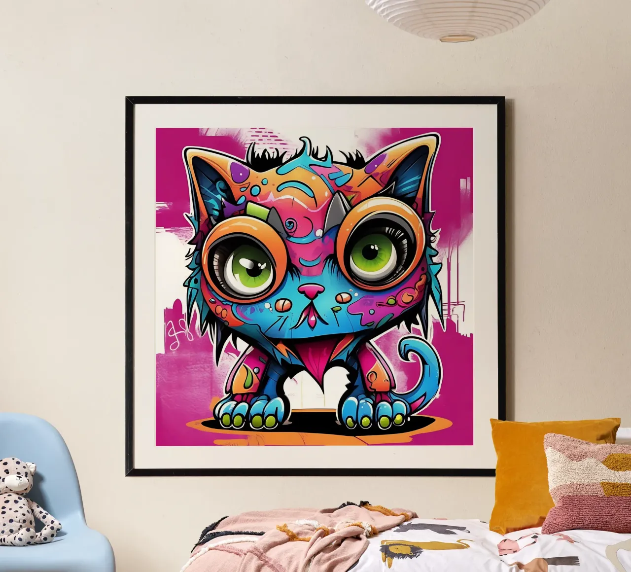 Stile_gatto_K_1 poster con telaio in plastica da Tierisch bunt by LK