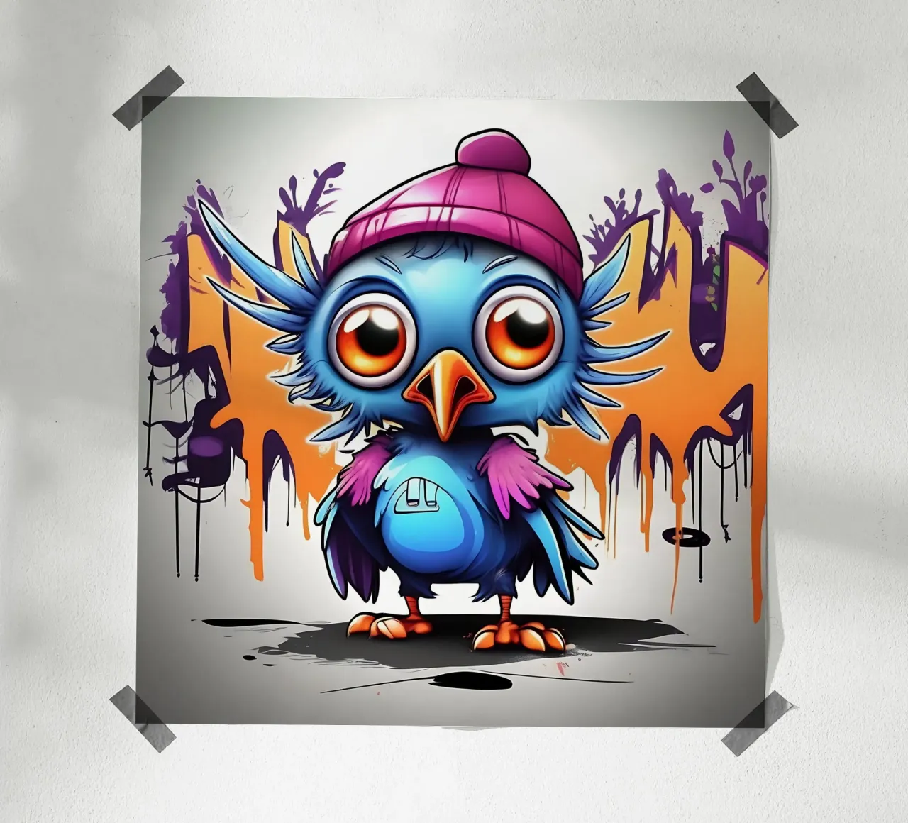 Corvo_Stile_K_1 poster con telaio in legno da Tierisch bunt by LK
