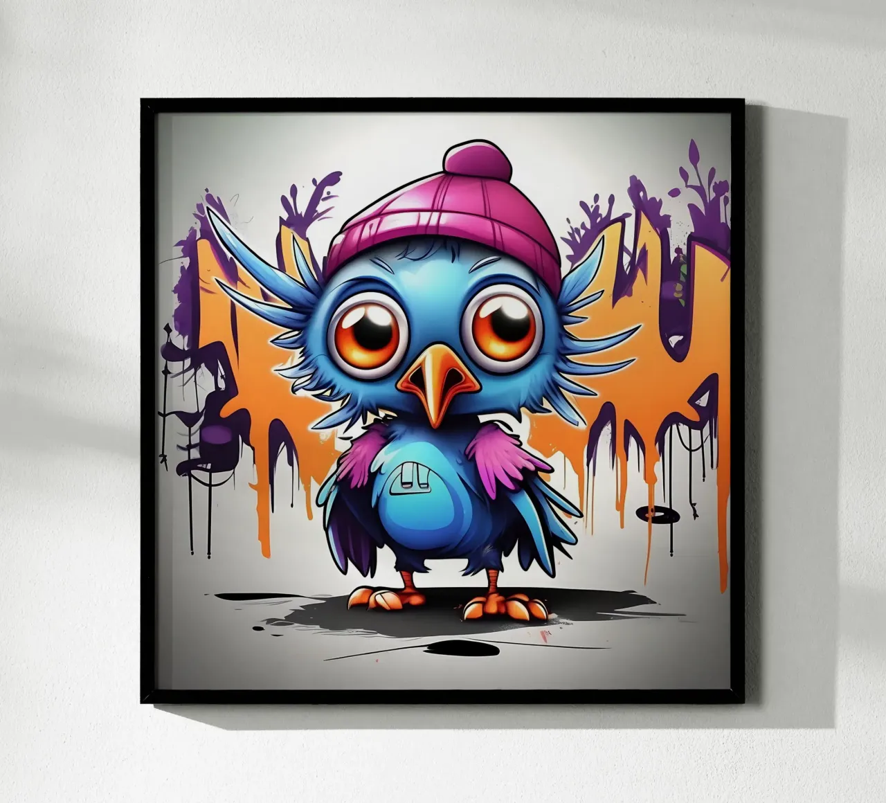 Corvo_Stile_K_1 poster con telaio in legno da Tierisch bunt by LK