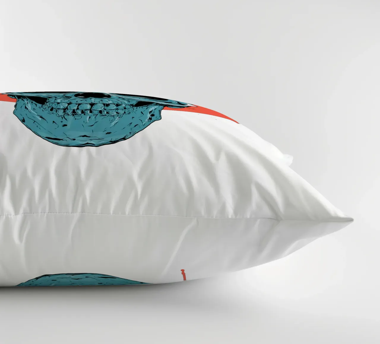 Blue skull II decorative cushion by Balazs Solti