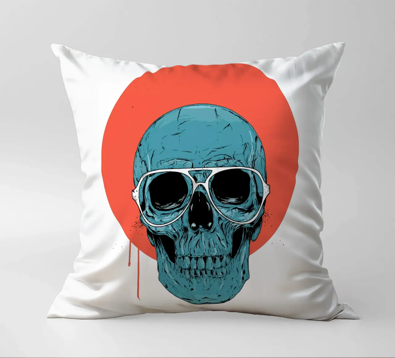 Blue skull II decorative cushion by Balazs Solti